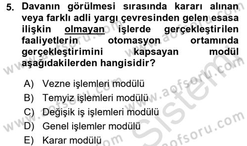 Ulusal Yargı Ağı Projesi 2 Dersi 2015 - 2016 Yılı (Final) Dönem Sonu Sınav Soruları 5. Soru