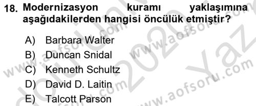 Uluslararası İlişkilerde Araştırma Yöntemleri Dersi 2020 - 2021 Yılı Yaz Okulu Sınav Soruları 18. Soru