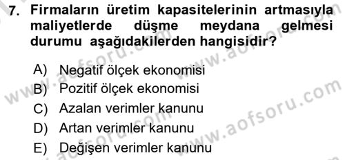 Afet Ekonomisi Ve Sigortacılığı Dersi 2023 - 2024 Yılı (Vize) Ara Sınav Soruları 7. Soru