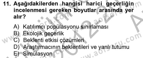 Uluslararası İlişkilerde Araştırma Yöntemleri Dersi 2012 - 2013 Yılı (Vize) Ara Sınav Soruları 11. Soru