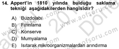 Gastronomi Tarihi Dersi 2016 - 2017 Yılı (Final) Dönem Sonu Sınav Soruları 14. Soru