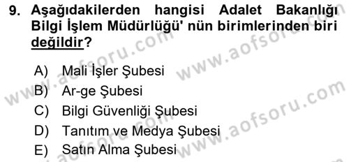 Mesleki Bilgisayar Ve Uyap Dersi 2021 - 2022 Yılı (Vize) Ara Sınav Soruları 9. Soru