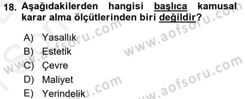Afet Sosyolojisi Dersi 2017 - 2018 Yılı (Final) Dönem Sonu Sınav Soruları 18. Soru