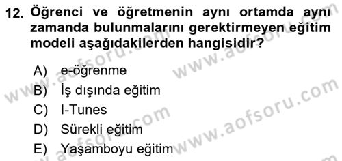 Büro Teknolojileri Dersi 2019 - 2020 Yılı (Vize) Ara Sınav Soruları 12. Soru