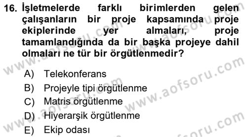 Büro Teknolojileri Dersi 2016 - 2017 Yılı (Vize) Ara Sınav Soruları 16. Soru