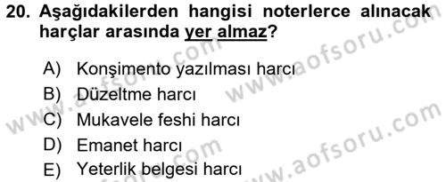 Damga Vergisi Ve Harçlar Bilgisi Dersi 2018 - 2019 Yılı (Vize) Ara Sınav Soruları 20. Soru