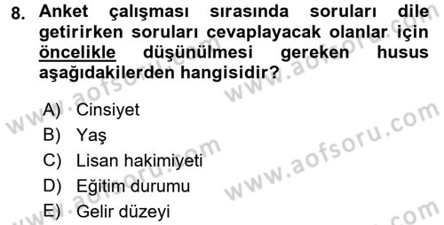 Uluslararası İlişkilerde Araştırma Yöntemleri Dersi 2016 - 2017 Yılı (Final) Dönem Sonu Sınav Soruları 8. Soru