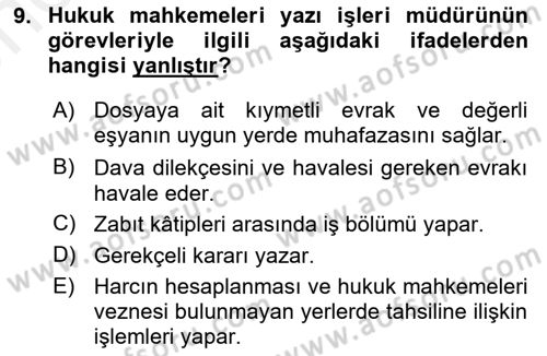 Kalem Mevzuatı Dersi 2018 - 2019 Yılı (Vize) Ara Sınav Soruları 9. Soru