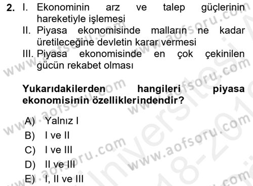 Afet Ekonomisi Ve Sigortacılığı Dersi 2018 - 2019 Yılı (Vize) Ara Sınav Soruları 2. Soru