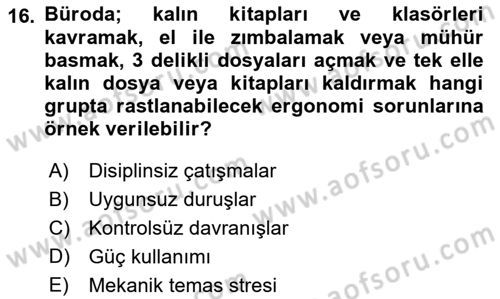 Büro Teknolojileri Dersi 2021 - 2022 Yılı (Final) Dönem Sonu Sınav Soruları 16. Soru