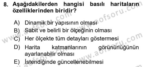 Kent, Planlama ve Afet Risk Yönetimi Dersi 2022 - 2023 Yılı (Final) Dönem Sonu Sınav Soruları 8. Soru