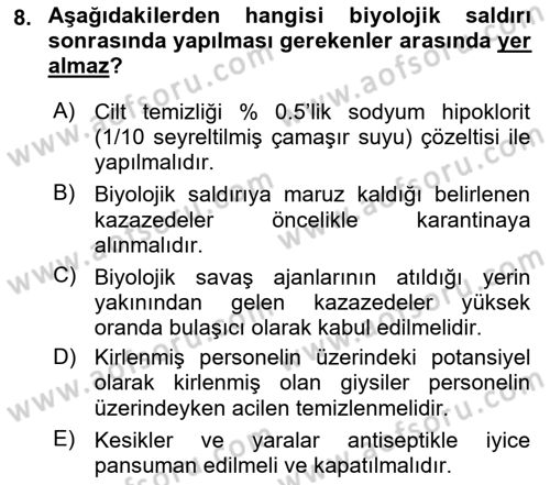Kbrn Savunma Ve Güvenlik Dersi 2019 - 2020 Yılı (Vize) Ara Sınav Soruları 8. Soru