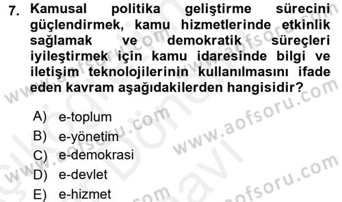 Afet Sosyolojisi Dersi 2017 - 2018 Yılı (Final) Dönem Sonu Sınav Soruları 7. Soru