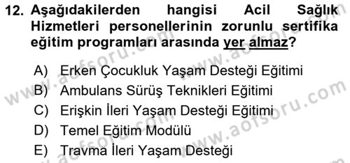 Afet Yönetiminde Sağlık Hizmetleri Dersi 2022 - 2023 Yılı Yaz Okulu Sınav Soruları 12. Soru
