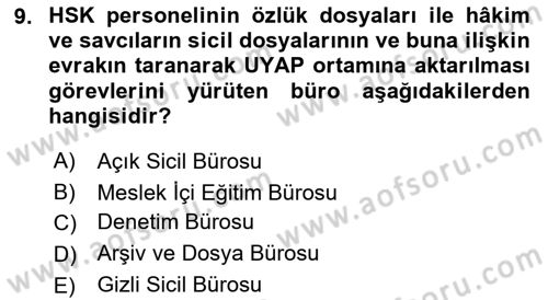 Ulusal Yargı Ağı Projesi 1 Dersi 2019 - 2020 Yılı (Final) Dönem Sonu Sınav Soruları 9. Soru