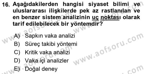 Uluslararası İlişkilerde Araştırma Yöntemleri Dersi 2025 - 2026 Yılı (Vize) Ara Sınav Soruları 16. Soru