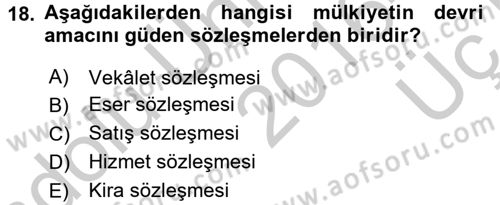 Hukuk Dili Ve Adli Yazışmalar Dersi 2016 - 2017 Yılı 3 Ders Sınav Soruları 18. Soru