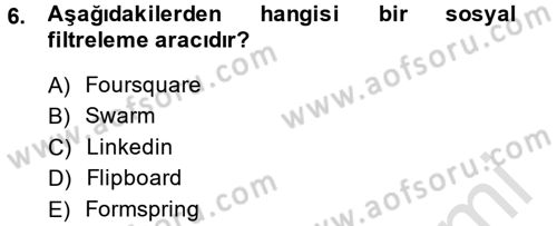 Büro Teknolojileri Dersi 2014 - 2015 Yılı Tek Ders Sınav Soruları 6. Soru