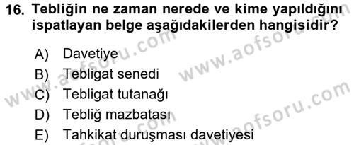 Hukuk Dili Ve Adli Yazışmalar Dersi 2017 - 2018 Yılı (Final) Dönem Sonu Sınav Soruları 16. Soru