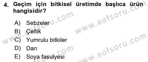 Gıda Coğrafyası Dersi 2024 - 2025 Yılı (Vize) Ara Sınav Soruları 4. Soru