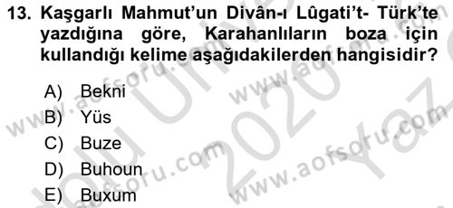 İçecek Bilgisi Dersi 2020 - 2021 Yılı Yaz Okulu Sınav Soruları 13. Soru