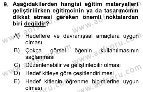 Acil Durum ve Afet Farkındalık Eğitimi Dersi 2021 - 2022 Yılı (Final) Dönem Sonu Sınav Soruları 9. Soru