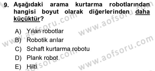 Arama Kurtarma Bilgisi ve Etik Değerler Dersi 2023 - 2024 Yılı (Final) Dönem Sonu Sınav Soruları 9. Soru