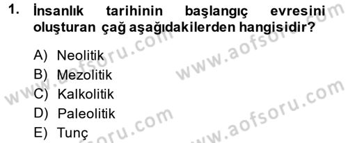 Anadolu Arkeolojisi Dersi 2014 - 2015 Yılı Tek Ders Sınav Soruları 1. Soru