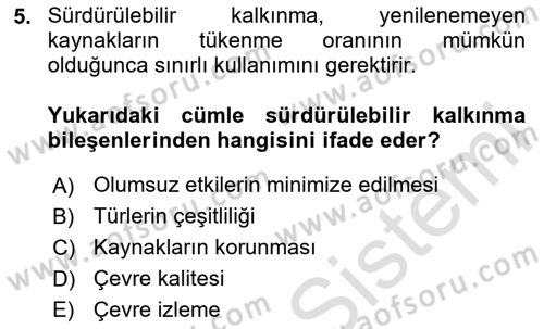 Gastronomi Ve Sürdürülebilirlik Dersi 2024 - 2025 Yılı (Vize) Ara Sınav Soruları 5. Soru