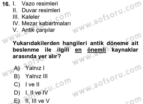 Mutfak Hizmetleri Yönetimi Dersi 2017 - 2018 Yılı (Vize) Ara Sınav Soruları 16. Soru