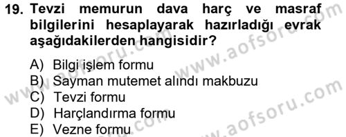 Kalem Mevzuatı Dersi 2012 - 2013 Yılı (Vize) Ara Sınav Soruları 19. Soru