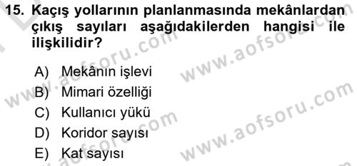 Yangın ve Yangın Güvenliği Dersi 2024 - 2025 Yılı (Final) Dönem Sonu Sınav Soruları 15. Soru