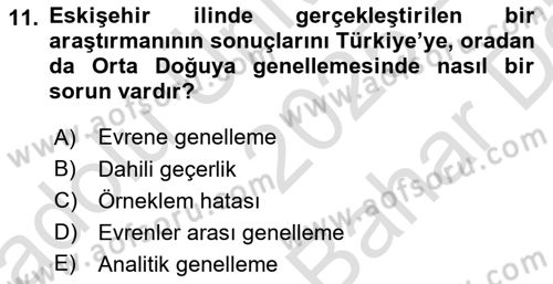 Uluslararası İlişkilerde Araştırma Yöntemleri Dersi 2025 - 2026 Yılı (Vize) Ara Sınav Soruları 11. Soru