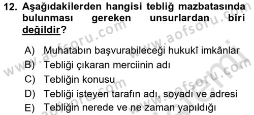 Hukuk Dili Ve Adli Yazışmalar Dersi 2015 - 2016 Yılı (Final) Dönem Sonu Sınav Soruları 12. Soru