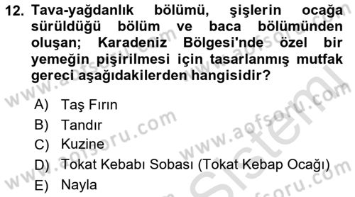 Yöresel Mutfaklar Dersi 2018 - 2019 Yılı 3 Ders Sınav Soruları 12. Soru