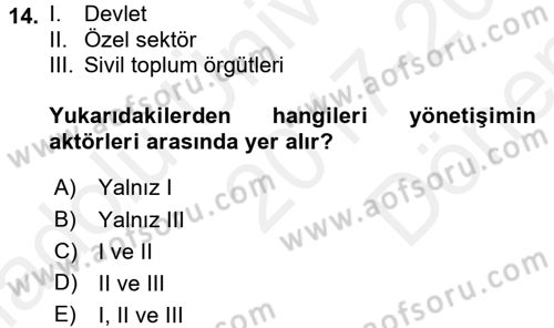 Afet Sosyolojisi Dersi 2017 - 2018 Yılı (Final) Dönem Sonu Sınav Soruları 14. Soru