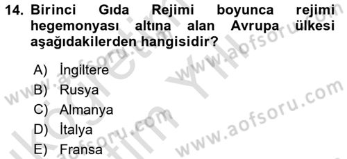 Gastronomi Ve Sürdürülebilirlik Dersi 2020 - 2021 Yılı Yaz Okulu Sınav Soruları 14. Soru