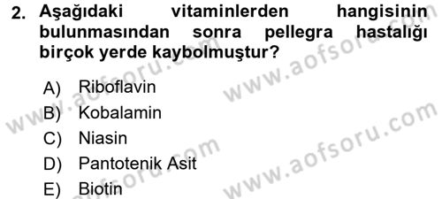 Beslenmenin Temel İlkeleri Dersi 2015 - 2016 Yılı (Final) Dönem Sonu Sınav Soruları 2. Soru