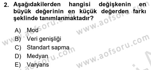 Veri Analizi Ve Değerlendirme Dersi 2023 - 2024 Yılı (Vize) Ara Sınav Soruları 2. Soru