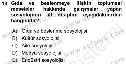 Gastronomi Ve Medya Dersi 2016 - 2017 Yılı (Final) Dönem Sonu Sınav Soruları 13. Soru