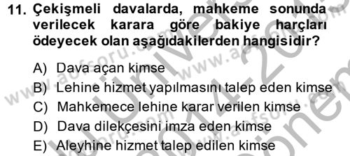 Damga Vergisi Ve Harçlar Bilgisi Dersi 2014 - 2015 Yılı (Final) Dönem Sonu Sınav Soruları 11. Soru