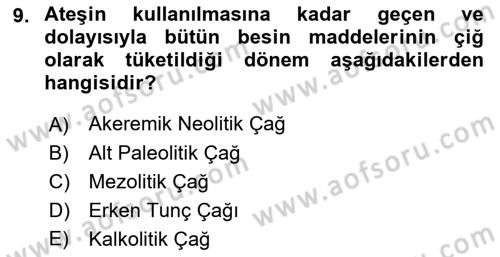 Gastronomi Tarihi Dersi 2021 - 2022 Yılı Yaz Okulu Sınav Soruları 9. Soru