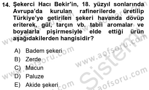 Türk Mutfak Kültürü Dersi 2023 - 2024 Yılı (Vize) Ara Sınav Soruları 14. Soru