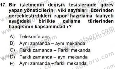 Büro Teknolojileri Dersi 2016 - 2017 Yılı Tek Ders Sınav Soruları 17. Soru