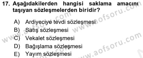 Hukuk Dili Ve Adli Yazışmalar Dersi 2017 - 2018 Yılı (Final) Dönem Sonu Sınav Soruları 17. Soru