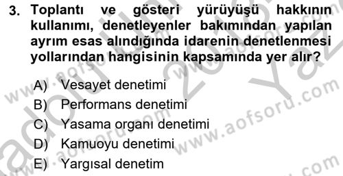 İdari Yargı Dersi 2018 - 2019 Yılı Yaz Okulu Sınav Soruları 3. Soru