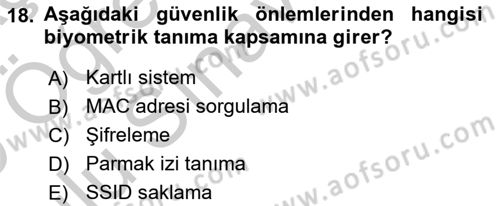 Büro Teknolojileri Dersi 2018 - 2019 Yılı Yaz Okulu Sınav Soruları 18. Soru
