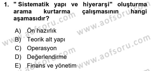 Arama Kurtarma Bilgisi ve Etik Değerler Dersi 2024 - 2025 Yılı (Final) Dönem Sonu Sınav Soruları 1. Soru