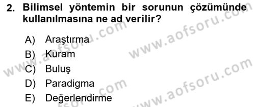 Sosyal Bilimlerde Araştırma Yöntemleri Dersi 2021 - 2022 Yılı (Vize) Ara Sınav Soruları 2. Soru