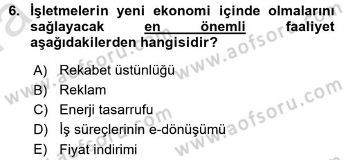 Büro Teknolojileri Dersi 2016 - 2017 Yılı (Vize) Ara Sınav Soruları 6. Soru